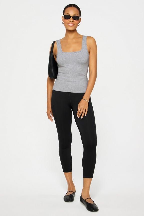 Daily Rib Square Neck Tank + On-The-Go High-Waisted Capri 2-Piece Outfit