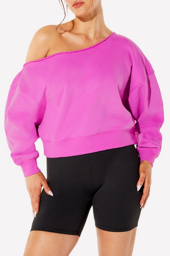 Major Label Off-The-Shoulder Terry Sweatshirt
