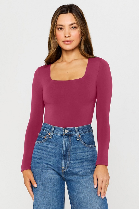 Nearly Naked Shapewear Square Neck Brief Long Sleeve Bodysuit