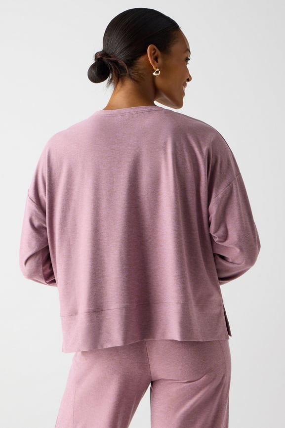 Cloud Jersey Boxy Long Sleeve + Wide Leg Pant 2 Piece Outfit