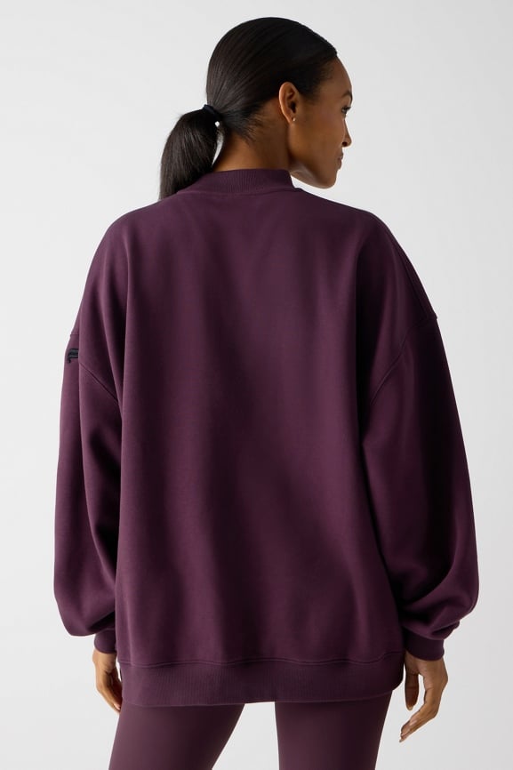 Cozy Fleece Oversized Mock Neck Sweatshirt + Cold Weather High-Waisted Pocket Legging 2-Piece Outfit