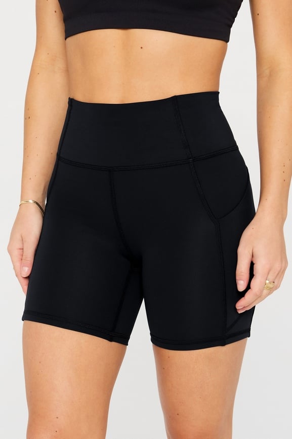 Cozy Fleece Mock Neck Sweatshirt + Seamless LS Tee + Oasis HW Short 6