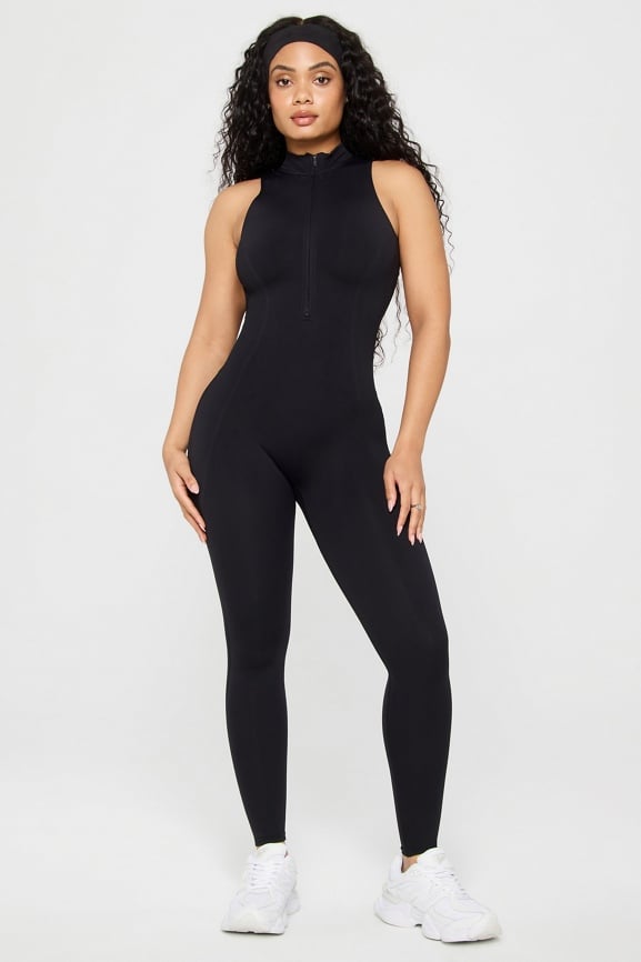 Seamless Scrunch Zip Front Jumpsuit