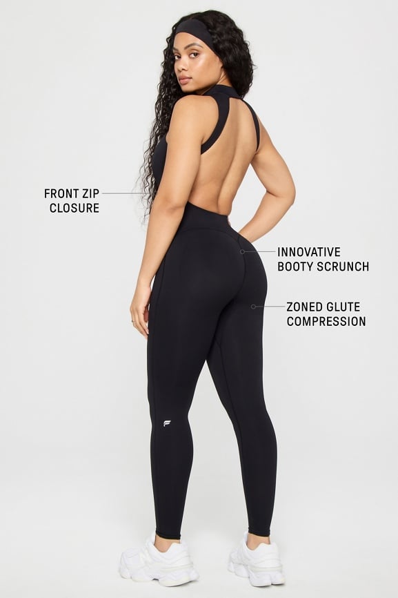 Seamless Scrunch Zip Front Jumpsuit