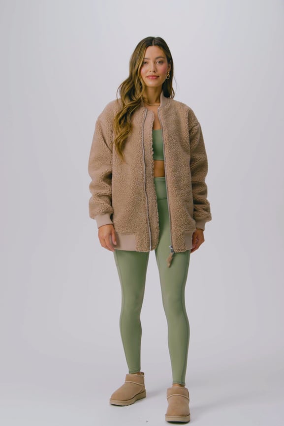 cropped bomber teddy bear jacket express