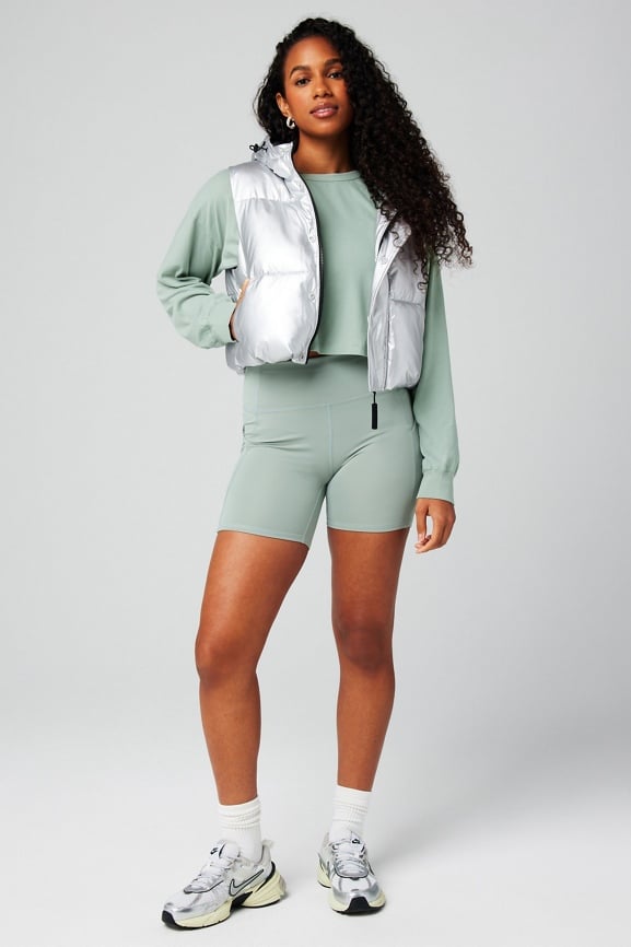 Essential Cropped Hooded Puffer Vest