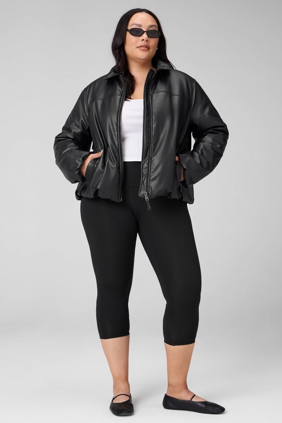 Faux Leather Padded Bomber Jacket