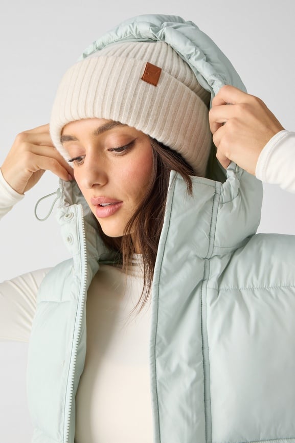 Essential Cropped Hooded Puffer Vest
