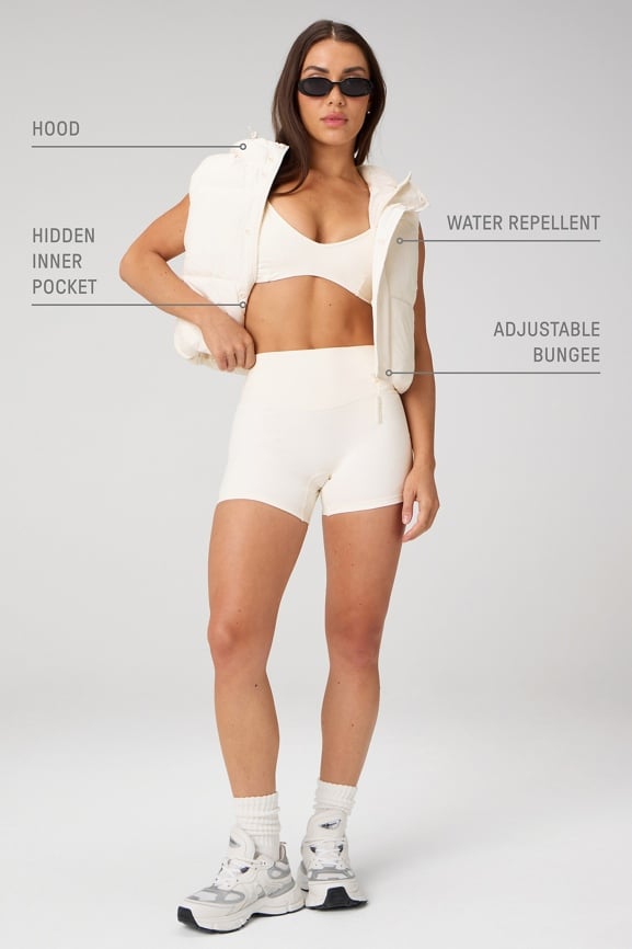 Essential Cropped Hooded Puffer Vest