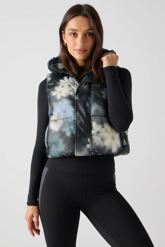Essential Shine Cropped Hooded Puffer Vest