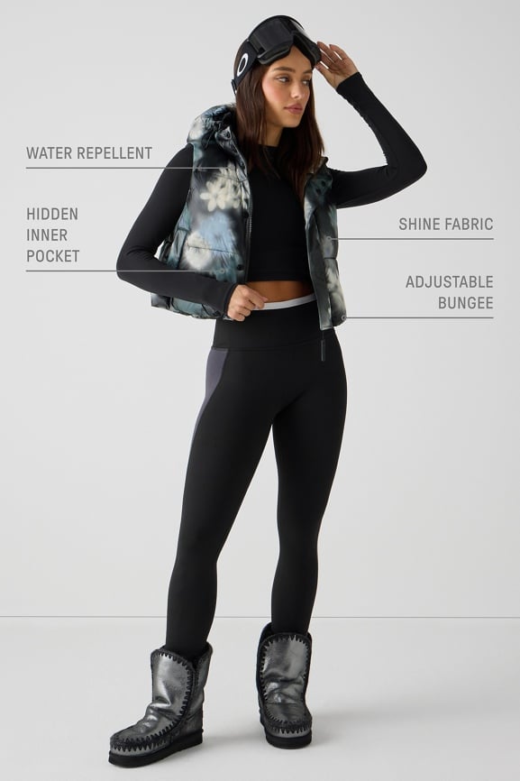 Essential Shine Cropped Hooded Puffer Vest