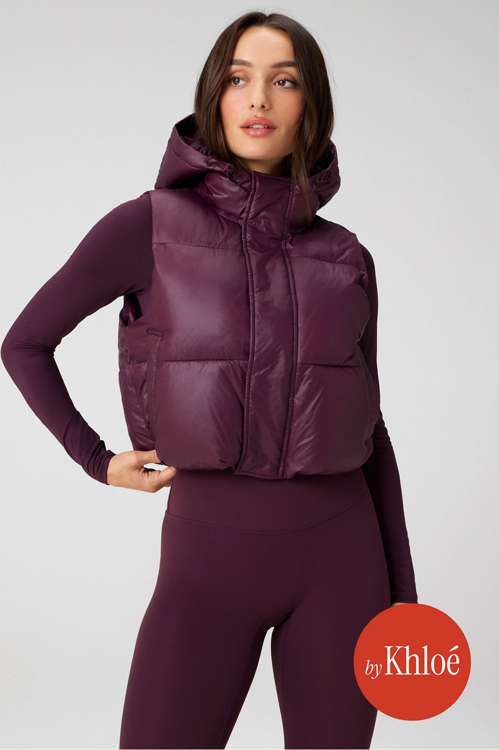 Essential Shine Cropped Hooded Puffer Vest