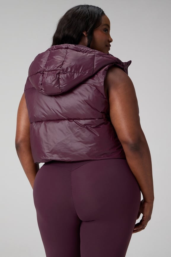 Essential Shine Cropped Hooded Puffer Vest