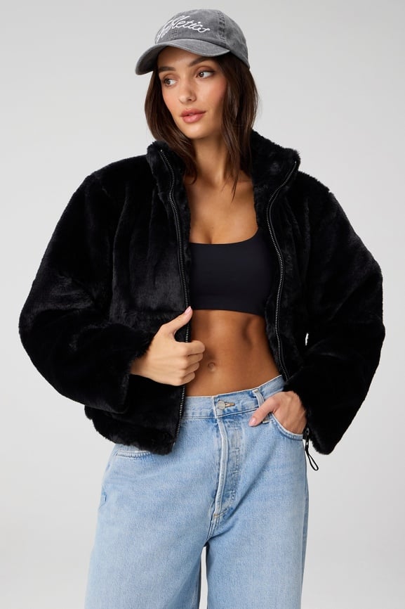 Faux Fur Cropped Full-Zip Jacket - Fabletics