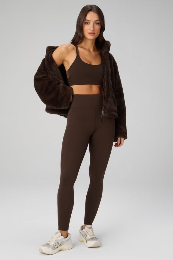 Faux Fur Cropped Full-Zip Jacket