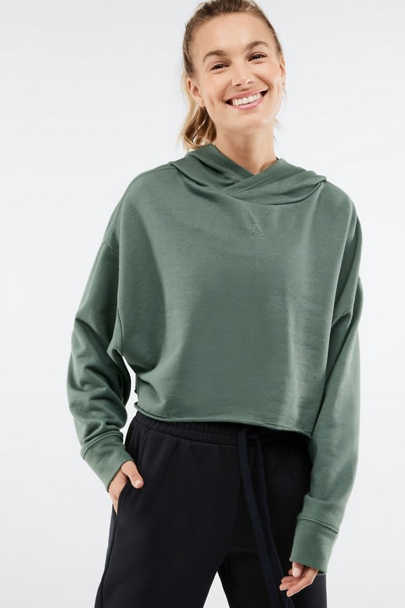 Brisa Cropped Raw Edge Hoodie Fabletics Canada
