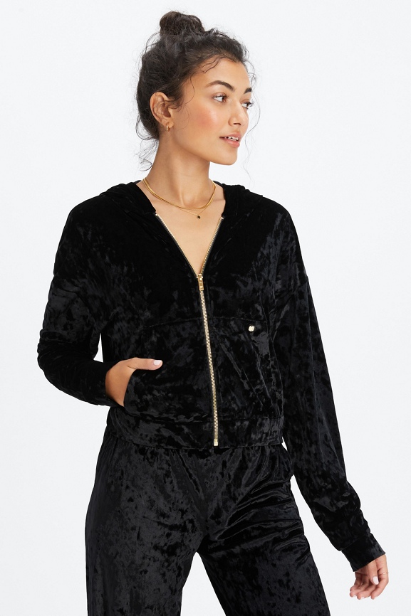 Crushed Velour Zip Up Hoodie Fabletics