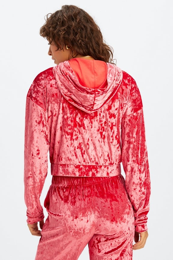 Crushed Velour Zip Up Hoodie