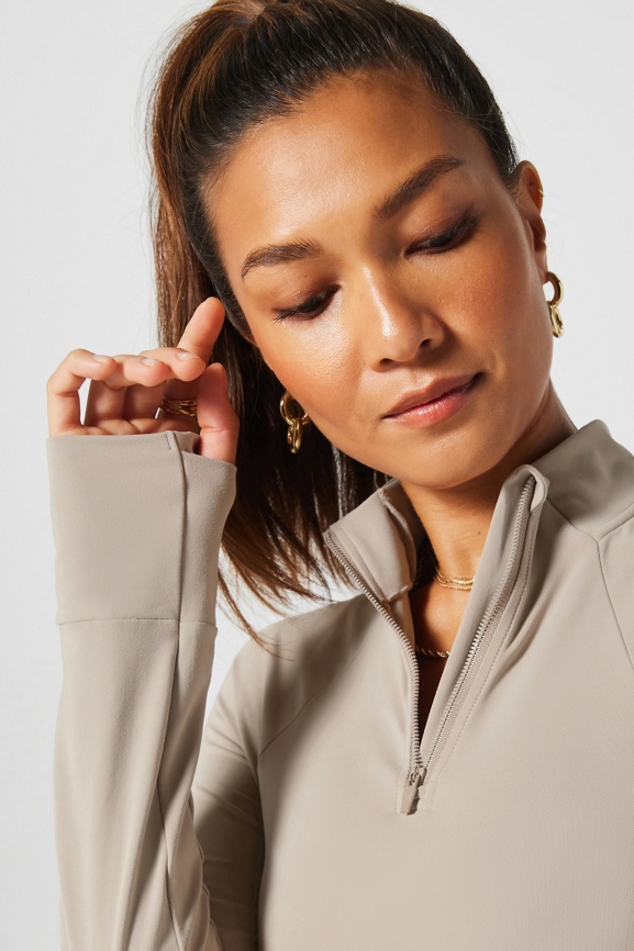 Half-Zip Long-Sleeve Crop Top Yitty