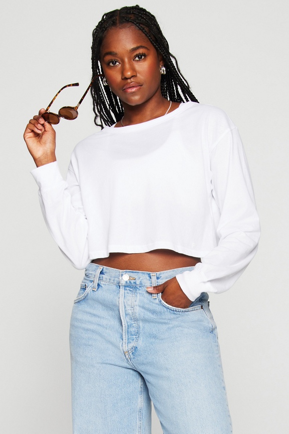 100% Cotton Cropped Boxy Long-Sleeve - Fabletics