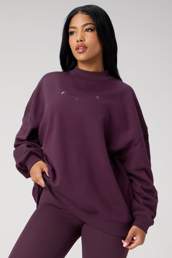 Cozy Fleece Oversized Mock Neck Sweatshirt