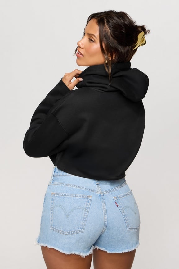 Cozy Fleece Cherry Cropped Hoodie