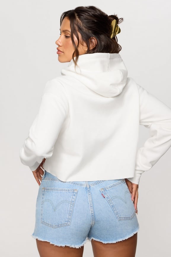 Cozy Fleece Cherry Cropped Hoodie