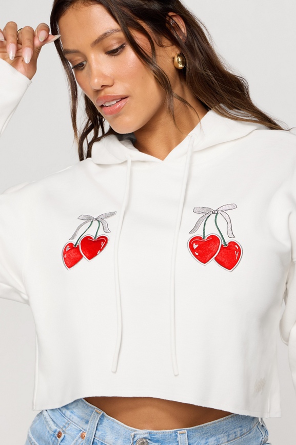 Cozy Fleece Cherry Cropped Hoodie - Fabletics