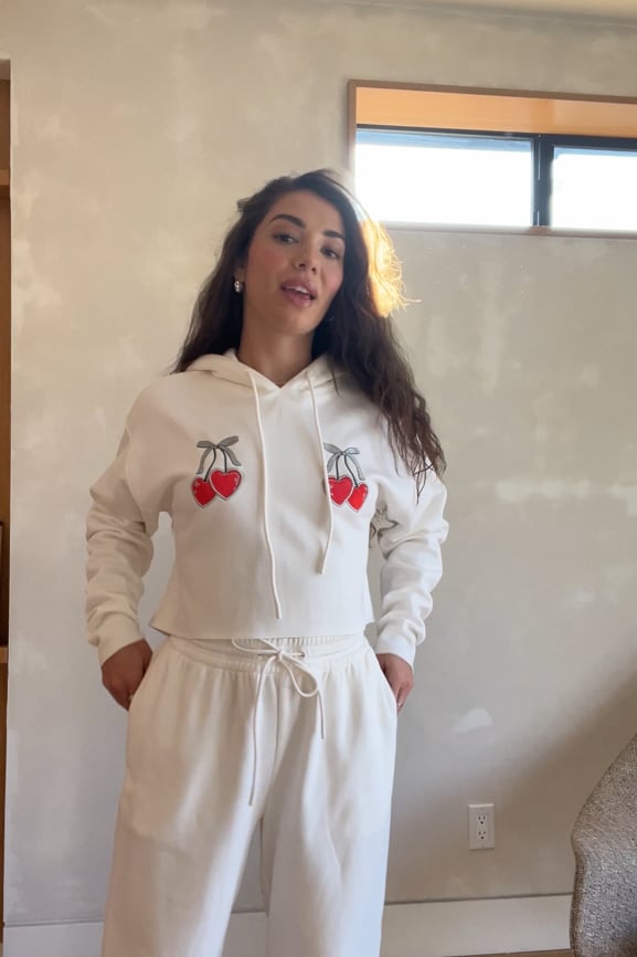 Cozy Fleece Cherry Cropped Hoodie - Fabletics