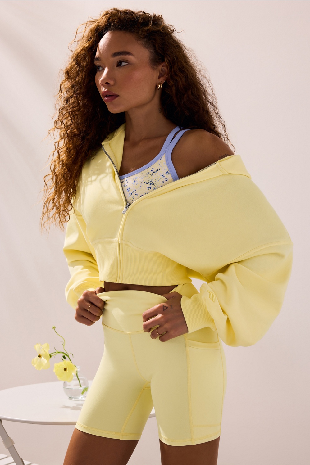 Year Round Terry Cropped Full-Zip Hoodie