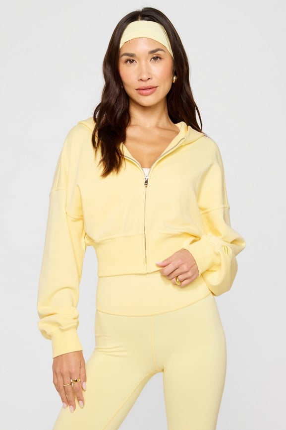 Year Round Terry Cropped Full-Zip Hoodie
