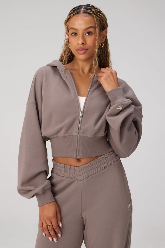 Year Round Terry Cropped Full-Zip Hoodie