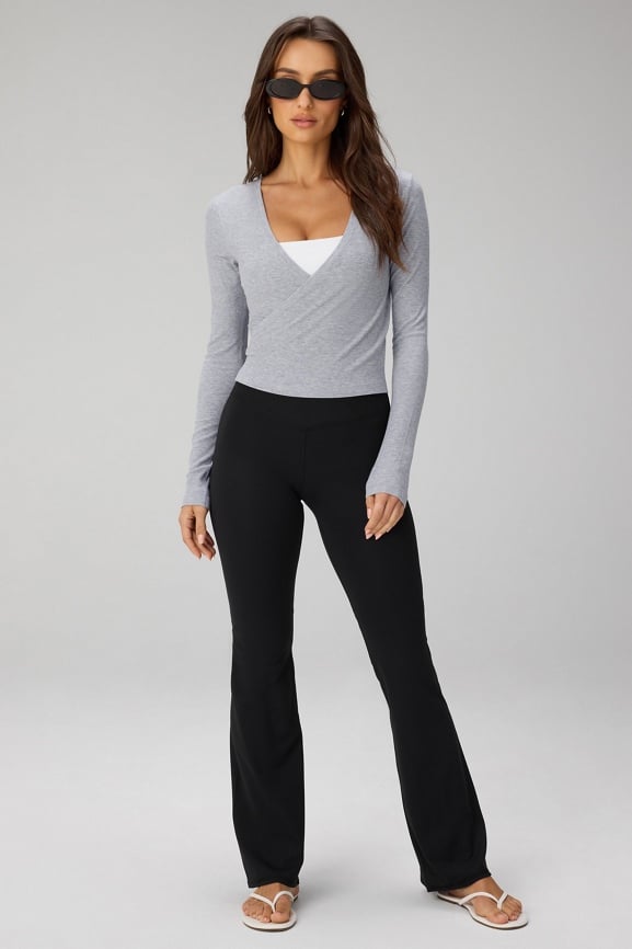 Modal Rib V-Neck Crop L/S Top
