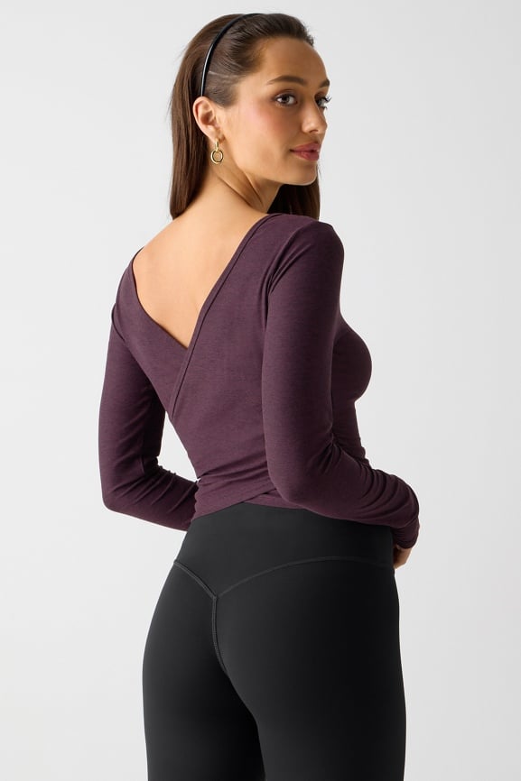 Whisper Crossover Long-Sleeve Top