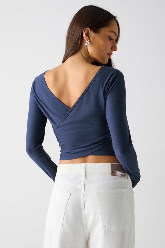 Whisper Crossover Long-Sleeve Top