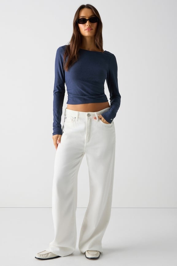 Whisper Crossover Long-Sleeve Top