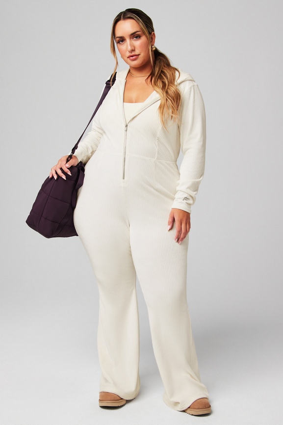 Plush Rib Hooded Jumpsuit