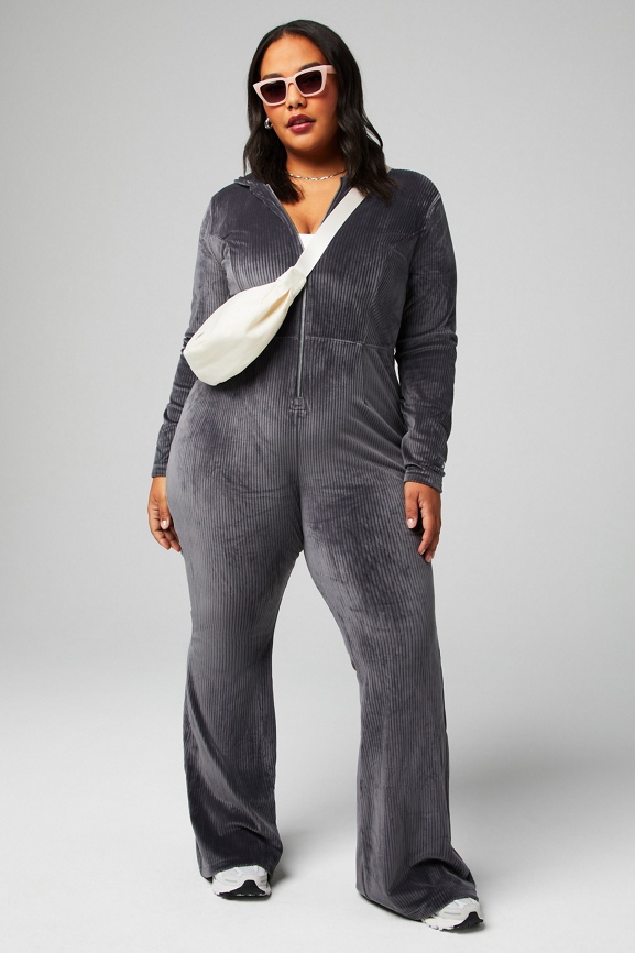 Plush Rib Hooded Jumpsuit