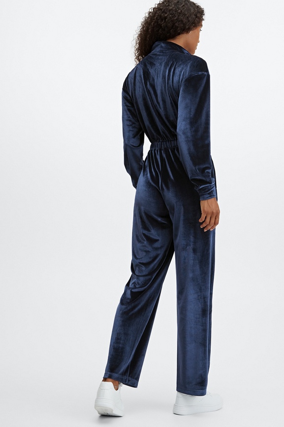 Velour Zip-Up Wide Leg Onesie - Fabletics Canada