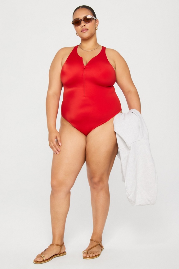 Zip-Front One-Piece Swimsuit