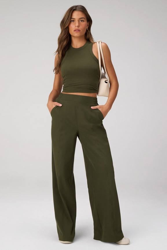 High Neck Rib Built-In Bra Tank