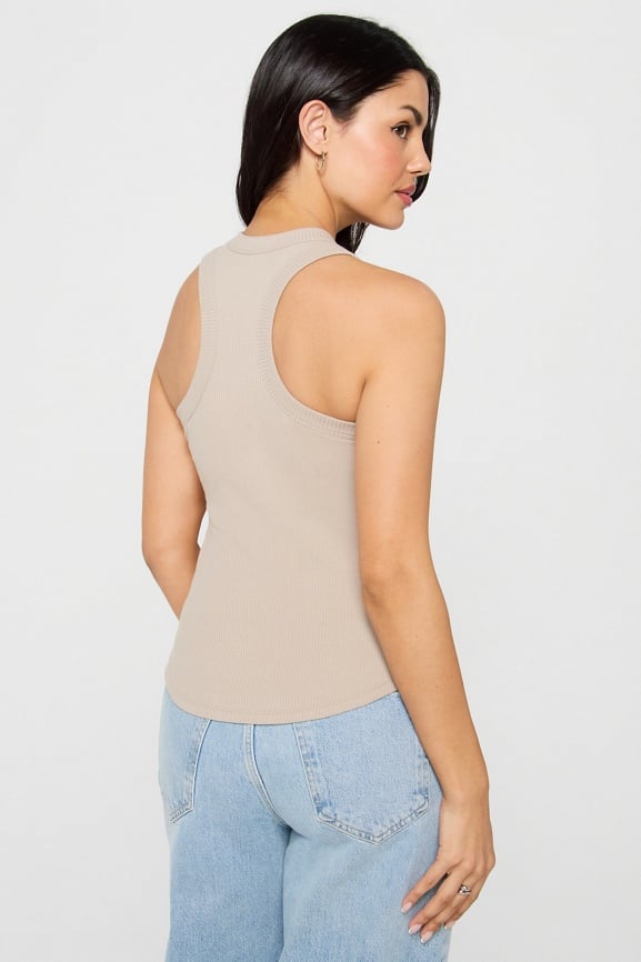 High Neck Rib Built-In Bra Tank