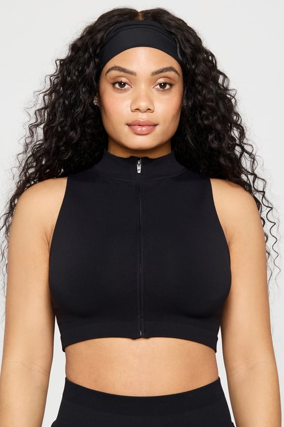 Sleek Seamless Zip Crop Top