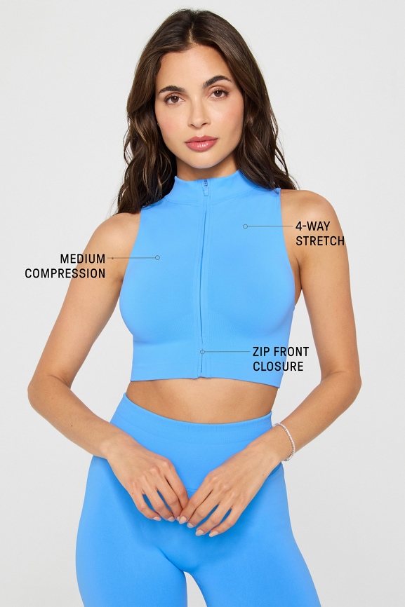 Sleek Seamless Zip Crop Top