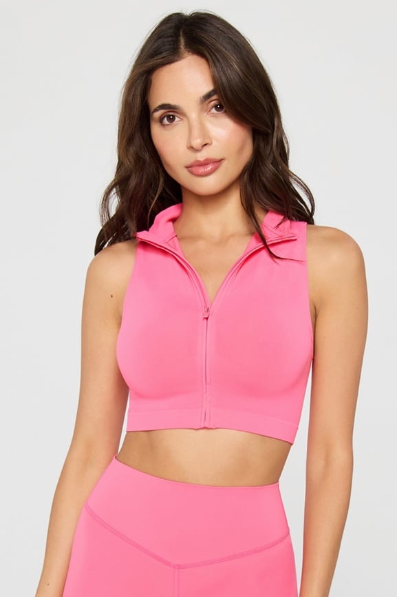 Sleek Seamless Zip Crop Top