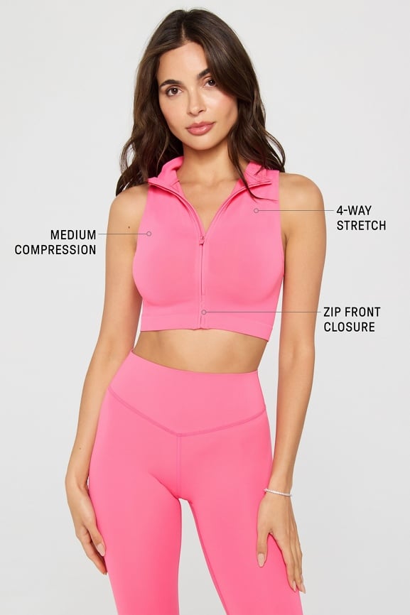 Sleek Seamless Zip Crop Top