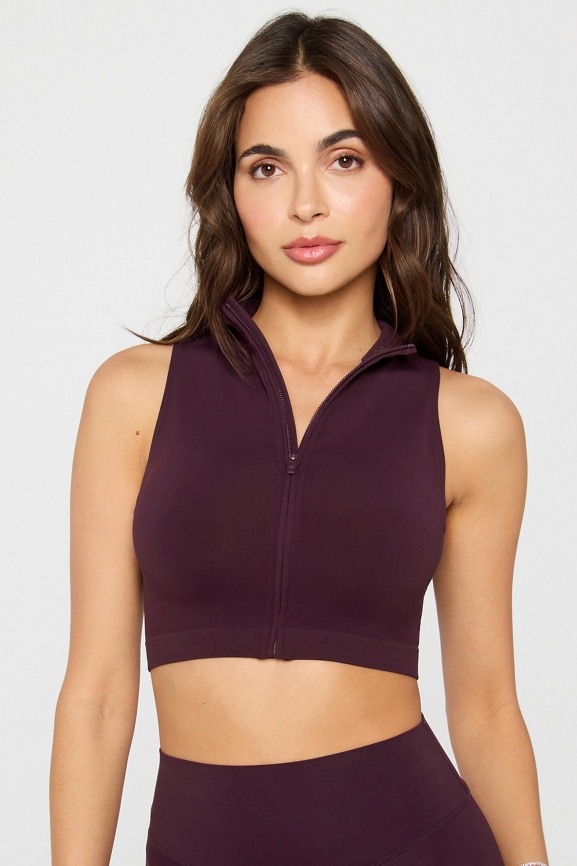 Sleek Seamless Zip Crop Top