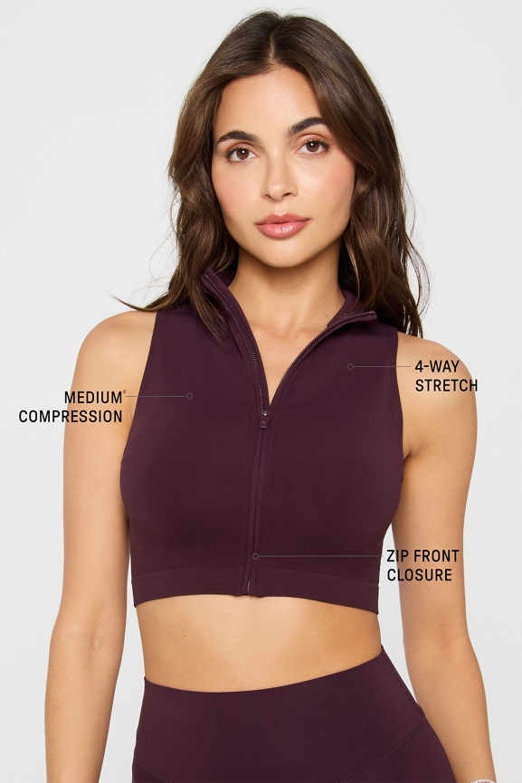 Sleek Seamless Zip Crop Top Fabletics