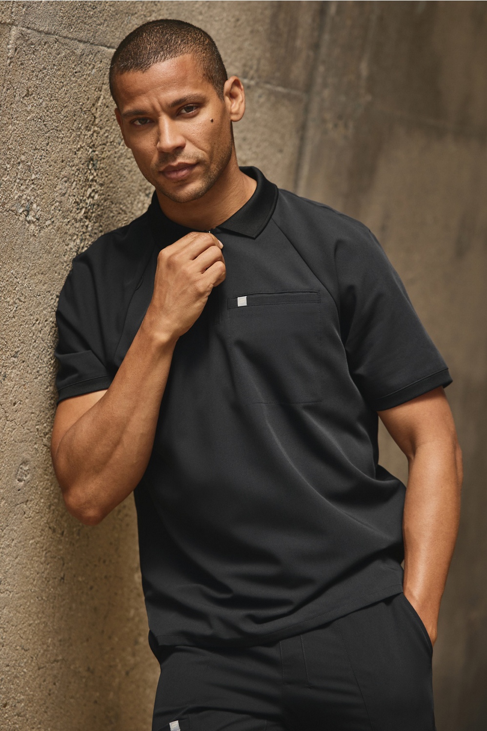 All-Day Scrub Zip Polo