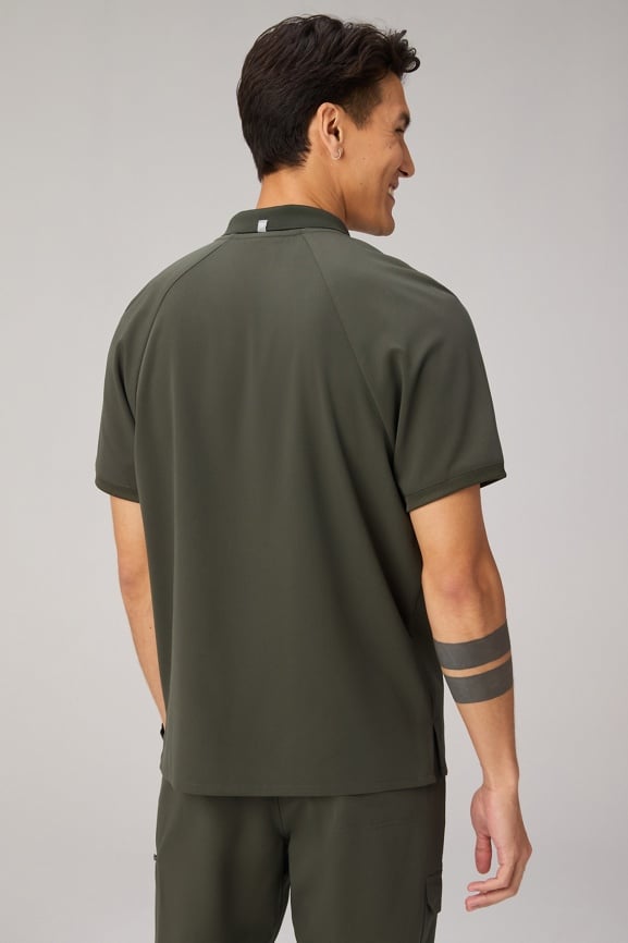 All-Day Scrub Zip Polo
